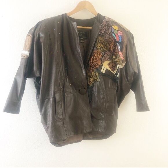 Michelle & Francin leather over side brown jacket - Picture 1 of 10
